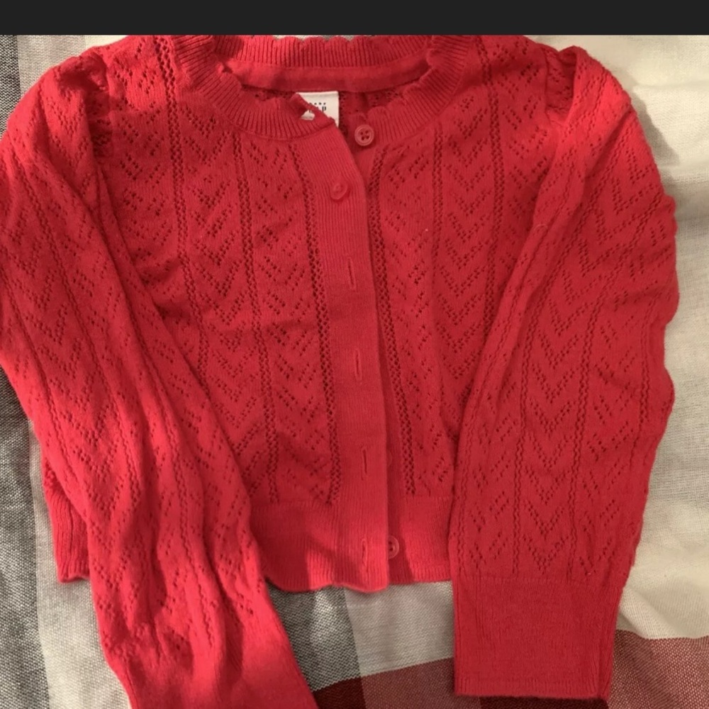 SOLD Baby Gap Crochet Cardigan, Red, Size 3 Years.